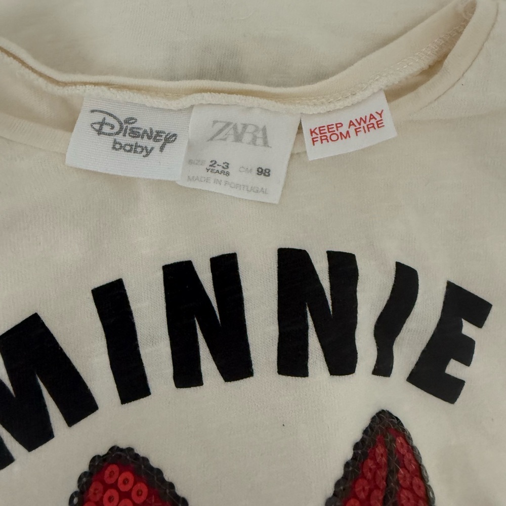 Zara Minnie Mouse Tee 18-24m or 2/3 - Picture 3 of 6